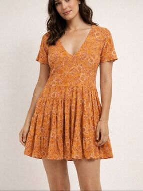 Patrons Of Peace Orange Paisley Dress Size S